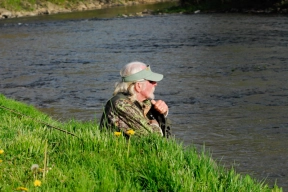 Angler taking a break from the action Angler taking a break from the action